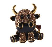 GALPADA Cute Alloy Cow Brooch Pin for Women, Cartoon Cow Shape with Brown Color and Shining Look, Accessory for Christmas and Anniversary