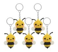 GALPADA Cute Bee Keychain Set Bee shaped with Pvc and Metal Material 5pcs Lightweight and Easy to Carry Novelty Keyrings , for themed Party Favors and Decorative Accessories