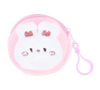 GALPADA Cute Bunny Plush Mini Wallet for Girls and Students Coin Purse with Coin Storage Soft Touch and Portable Earphone Bag, Adorable Cartoon Animal Design for Daily Use