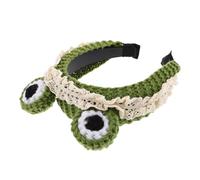 GALPADA Cute Frog Headband for Cartoon Animal Knit Hairband with Big Eyes Non Slip Design for Washing Face Spa Skincare and Makeup Comfortable Yarn Material for Women