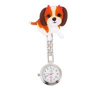 GALPADA Cute Little Dog Nurse Pocket Watch Secure Clip and Large Black Arabic Markers, Super Lightweight Cartoon Hanging Chain Watch for Hospital Staff