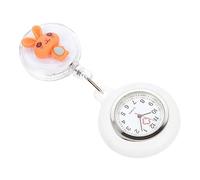 GALPADA Cute Rabbit Nurse Pocket Watch with Dial and Accurate Movement, Orange Silicone and Alloy Material, Adorable Cartoon Style, Practical Chest Watch for Work in The Hospital