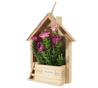 GALPADA Decorative Hanging Basket Artificial Hanging Basket with Flower Silk Cloth Wood Wall-mounted Design for Shops Office Wall Décor