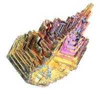 GALPADA Desktop Crystal Specimen Adornment Delicate Crystal Stone Mineral Ornament for Home Decor Unique Rainbow Bismuth Specimen Stylish Table Decoration for Office Bedroom