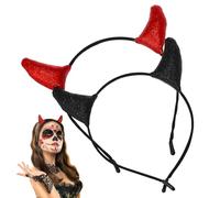GALPADA Devil Horn Headbands Reusable 2pcs Cloth Halloween Red Costume Accessories Hair Hoops for Women Party and Cosplay