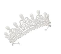 GALPADA Diamond Pearl Bridal Crown Tiara Silver Wedding Headwear with Shining Imitated Pearls and Rhinestones Elegant Bride Headdress for Party Prom Engagement Anniversary