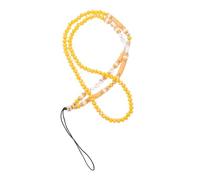 GALPADA DIY Crystal Beaded Phone Hanging Chain with Alphabet Pottery Beads and Wear-resistant Phone Decor for Mobile Bags and Keyholders Easy to Install Yellow Pendant Charm for Women