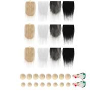 GALPADA DIY Gnome Beard Material Kit 12 Pre-cut Faux Beards White Black Khaki Dark Grey 12 Wooden Beads Gnomes Making Accessories