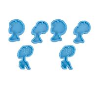 GALPADA DIY Silicone Jewelry Making Mold 6 Pcs Keychain Pendant Molds Star, Moon Girl, and African Woman Shapes for Craft Projects