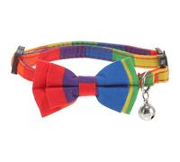 GALPADA Dog Collar Rainbow Chic Rainbow Pattern Design Comfortable Fabric Material Adjustable with Adorable Bow Tie for Parties, Suitable for Dogs and Cats