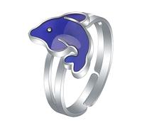 GALPADA Dolphin Ring Animal Rings Women’s Jewelry Couples Jewelry Adjustable Mood Rings Mood Rings Temperature Monitor Ring Cartoon Ring Finger Ring Cartoon Finger Ring To Open