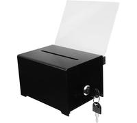 GALPADA Donation Box Sturdy Simple Design Black with Lock and Sign Holder Acrylic Fundraising Suggestion and Ballot Collection Box for Office Or Public Use