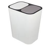 GALPADA Double Compartment Trash Can with Lid, Pp Beige Kitchen Bin | Press Ring Design, Press Opening Lid, Separate Wet and Dry Waste Compartments