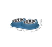 GALPADA Double Pet Food Bowls with Innovative Moat Design Stainless Steel Cat and Puppy Feeder for Food and Water Plastic Base for Small to Medium Dogs and Cats No Spill Easy to Clean