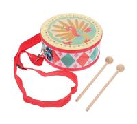 GALPADA Double-sided Hand Drum with Strap and Mallets Clear Sound Percussion Instrument for Kindergarten Music Education Fun Cartoon Peacock Design Musical for Early Development