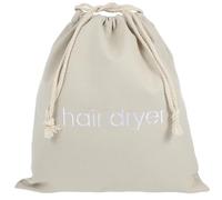 GALPADA Drawstring Hair Dryer Storage Pouch, Canvas Travel Organizer Bag 33x30cm, Light Grey Embroidered Dustproof Storage Container for Bathroom and Hotel Use