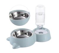 GALPADA Dual Feeder Bowl and Smooth Surface Pet for Dogs and Cats with Stainless Steel Bowls Blue Water Dispenser for Pet Feeding at Home
