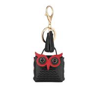 GALPADA Earphone Storage Bag with Tassel Keychain Cute Cartoon Owl for Women, Pu Leather Earbud Pouch Convenient Headphone Carry Case That Can Be Hung on Backpack