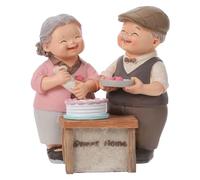 GALPADA Elderly Couple Figurines Decor Anniversary Present for Parents Loving Elderly Couple Resin Statue Charming Decoration Valentine’s Day