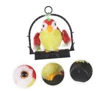 GALPADA Electric Talking Parrot for Red Plush Early Educational Recorder with Moving Wings and Swinging Head Interactive Mimicry Bird for Over Years Battery Not Included