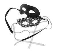 GALPADA Elegant Black Lace Half-face for Couples Venetian Vintage Mardi Gras Party Accessory with Structured Fit for Comfortable Wear at Halloween and Costume Balls