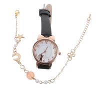 GALPADA Elegant Black Leather Watch and Bracelet Set for Women with Star Moon Design, Precise Quartz Movement, Practical and Fashionable for Birthday Or Christmas Style
