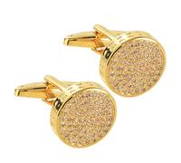 GALPADA Elegant Golden Rectangular Cufflinks for Men Made of Copper with Secure Rhinestone Inlay, Resistant to Fading and Maintaining Shine, for Formal Occasions and Business Wear