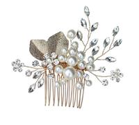 GALPADA Elegant Golden Rhinestone Comb Hairpin with Simulation Pearls for Women, Zinc Alloy Material, Holds Hair Tightly without Pulling, for Party and Engagement Hair Accessories