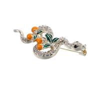 GALPADA Elegant Golden Snake Brooch Pin with Rhinestone Decoration, Zinc Alloy Material, for Paired with Coats and Occasions, Featuring Zodiac Snake Year Theme Ornament