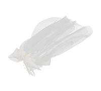 GALPADA Elegant Pearl Hair Bow Clip with Wedding Veil Short Satin Bridal Hair Accessory for Brides Lightweight Durable Design Easy to Secure and Remove for Special Occasions