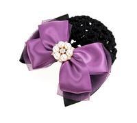 GALPADA Elegant Pearl Hair Bun Net with Satin and Gauze Ribbon, Sturdy Mesh Hair Snood Clip for Graduation Period and Back to School Decorations, Fine Workmanship for Women’s Ceremonial