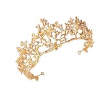 GALPADA Elegant Retro Style Bridal Rhinestone Tiara in Golden Colour, Lightweight Metal Headpiece Dragonfly Branch Design, for Wedding Or Proposal Accessories