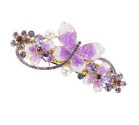 GALPADA Elegant Rhinestone Butterfly Spring Hair Clip for Women Durable Sparkly Barrette for Ponytails and Updos Versatile Wedding Hair Accessories with Sophisticated Purple Design