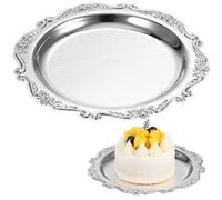 GALPADA Elegant Silver Iron Snack Plate with Compartments, Sturdy and Unbreakable Serving Platter for Party and Entertaining, Classic and Gorgeous Appetizer Tray for Fruits and Snacks