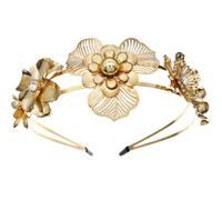 GALPADA Elegant Tinsel Ring Headband with Golden Metal Flower Design a Delicate Hair Styling Tool for Costume Party and Performances Stylish Headbands for Women
