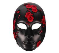 GALPADA Elegant Women's Carnival Mask with Intricate Applique Detail, Comfortable Fit Plastic Full Face Floral Mask for Masquerade Ball and Bar Party