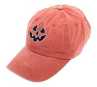 GALPADA Embroidered Baseball Cap for Women Halloween Pumpkin Hat Cotton Soft Adjustable Metal Buckle Sun Blocking Orange