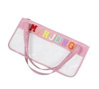 GALPADA Embroidered Mahjong Game Bag with Zipper Large Capacity PU Storage Tote for American Mahjong Tiles Travel and Gathering Organizer