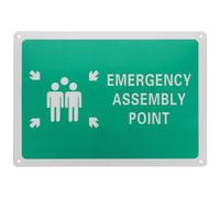 GALPADA Emergency Fire Fighting Assembly Point Sign Aluminum Safety Warning Label for Public Areas Wear-resistant and Weatherproof Emergency Response Marker with Printing and Eye-catching