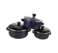 GALPADA Enamel Mini Stock Pot with Lid Flat Bottom Cooking Pot for Families Blue Kitchen Cookware for Milk Sauces Instant Noodles