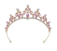 GALPADA Engagement Party Crown Birthday Crown Bride Crystal Headband Lightweight Comfort Versatile Styling Elegant Leaf-shaped Alloy Rhinestone Pearl Tiara for Bridesmaid Women at Formal