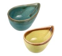 GALPADA Essential Oil Bowls Sturdy Without Burrs 2pcs Ceramic for Aromatherapy Not Easy to Deform Green and Yellow Colour Options for Home and Hotel Use
