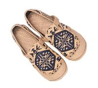 GALPADA Ethnic Linen Embroidered Flat Shoes Women Casual Breathable Handmade Blue 36 Summer Walking Flats