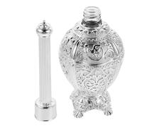 GALPADA European Medieval Holy Water Bottle Zinc Alloy Glass Refillable Decorative Container for Christian Worship Festivals Office Table Ornament