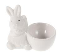 GALPADA European Style Ceramic Rabbit Egg Cup for Kitchen and Dining, Soft and Compact Breakfast Egg Holder Decoration, Easy to Clean Minimalist Design for Living Room or Office Use
