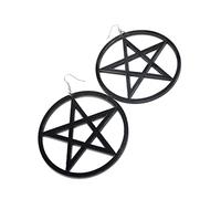 GALPADA Exaggerated Black Circle Star Earrings for Women Dangle Earrings Elegant Accessory for Casual and Special Occasions Unique Five-point Design