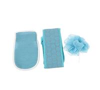 GALPADA Exfoliating Body Scrubber 3pcs Home Bath Shower Mitt Set Blue Bathing Towel for Deep Cleansing and Back Scrubbing