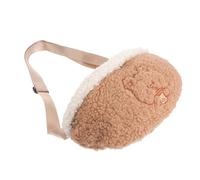 GALPADA Fanny Pack Waist Storage Pouch Fashionable Plush Metal Cartoon Embroidery Bag with Plush that Will Not Shed, for Female Friends for Shopping and Beach Use, Convenient Storage