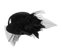 GALPADA Fashion Black Mini Top Hat Fascinator with Flower Decor and Hair Clip One Fits Women Durable Satin Material for Parties Weddings and Cocktails