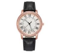GALPADA Fashionable Women's Quartz Watch with Glow the Accents, Black Imitation Leather Strap, Easy to Adjust and Digital Scale for Stylish Everyday Wear